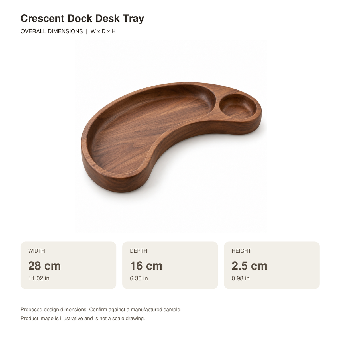 Crescent Dock Desk Tray